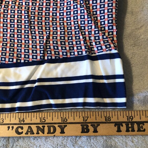 Gap Tank Top Womens Medium Keyhole Back Blue Geometric Sleeveless Blouse Shirt - Picture 9 of 16